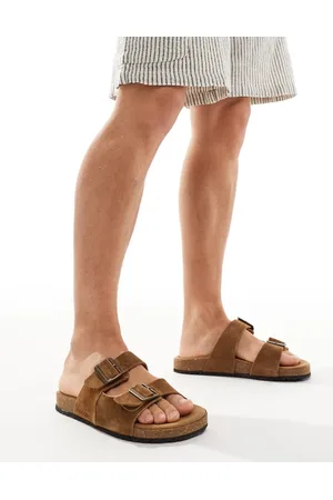 JACK & JONES Gyldenbrune sandaler med to remme i ruskind-Neutral
