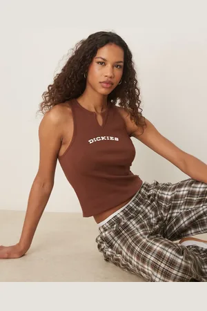 Dickies Mørkebrun longline-top med V-hals