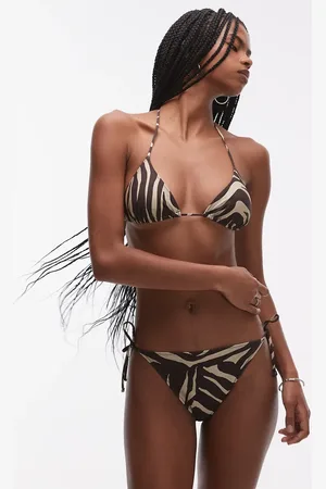 & OTHER STORIES Bikinitrusser med bindebånd i siderne og brunt zebraprint