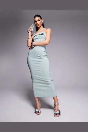 Vesper Bandeau-midaxikjole med bodycon-snit og sløjfedetalje i bengalin