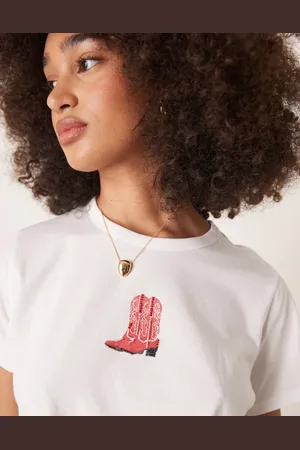 Abercrombie & Fitch Tætsiddende T-shirt med korte ærmer og print med cowboystøvle
