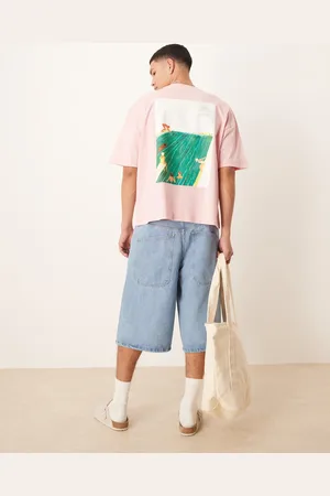 ASOS Oversized lyserød T-shirt med firkantet pasform, sænkede skuldre og grafisk sportsprint