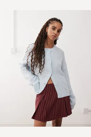 Reclaimed Pudderblå cardigan i firkantet pasform