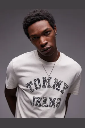 Tommy Hilfiger Råhvid T-shirt med college-logo med paisley-mønster