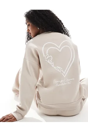 Miss Selfridge Oversized sweatshirt med hævet logoprint - Del af sæt-Neutral