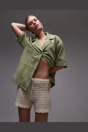 Topshop Strikkede shorts med sømdetaljer-Neutral