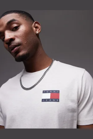 Tommy Hilfiger Essentials - Meleret og hvid slim-t-shirt med flaglogo-Neutral