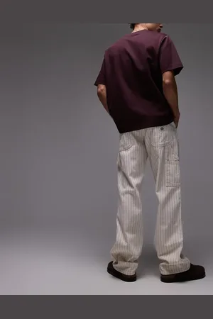 Dickies Hvide og røde arbejdsbukser med nålestriber