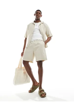 Pull&Bear Sandfarvede shorts i hørblanding