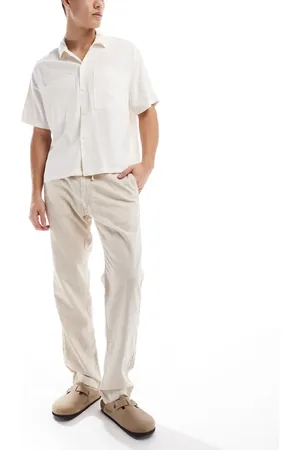 JACK & JONES Beige hørbukser i afslappet pasform-Neutral
