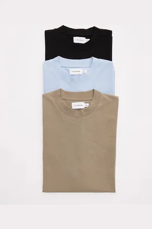 Topman Pakke med 3 oversized T-shirts i sort/kakigrøn/lyseblå