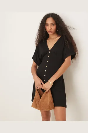 ASOS Tea-minikjole med opsmøgne ærmer og knapper foran