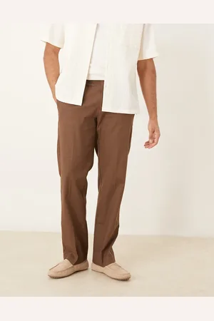 ASOS Elegante og brune bukser med lige ben i hørblanding