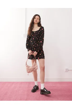 Miss Selfridge Langærmet tea-minikjole med småblomstret print-Multifarvet