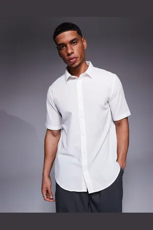 Armani Exchange Hvid skjorte med korte ærmer og tekstur