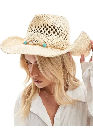 Accessorize Stråhat med perledetaljer i western-stil-Neutral