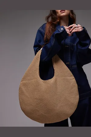 Topshop Scarlett - Naturfarvet taske i strå med metalhank-Neutral