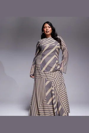 ASOS ASOS DESIGN Curve - Maxikjole med kilekant og striber-Multifarvet