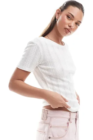 VERO MODA Pointelle-t-shirt i hvid
