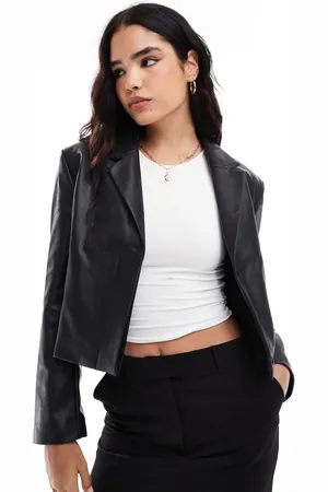 ASOS Blazer i imiteret læder med firkantet pasform