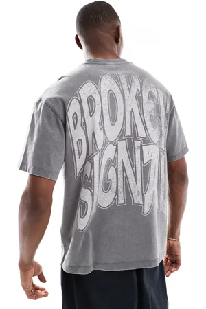 Bershka Grå T-shirt med "Broken"-print