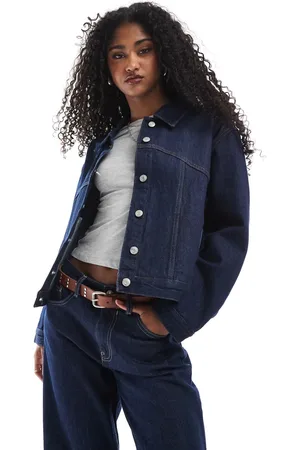 ASOS Western-jakke med sømdetaljer i denim-Marineblå