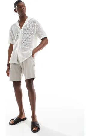JJ Beige shorts i hør-Sort