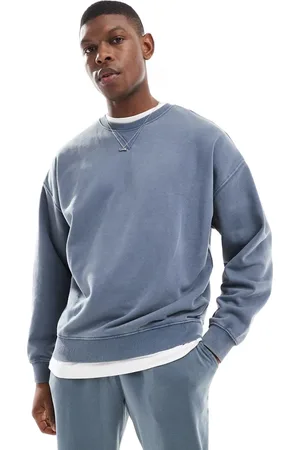 New Look Indigofarvet og forvasket sweatshirt i vintage stil - Del af sæt-Blå