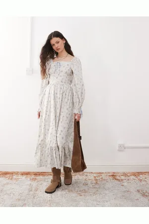Miss Selfridge Blå tea-maxikjole med småblomstret print-Multifarvet