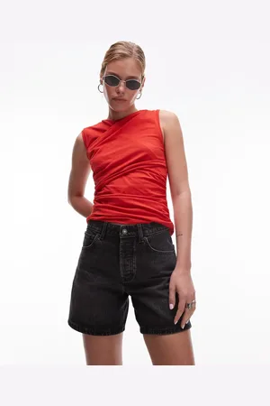 Topshop Sorte forvaskede editor-shorts i denim
