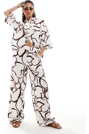 River Island Bukser med abstrakt brunt print - Del af sæt