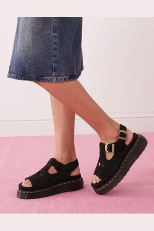 Dr. Martens Dr. Martens - Dunnet - Sorte sandaler med blomsterdesign