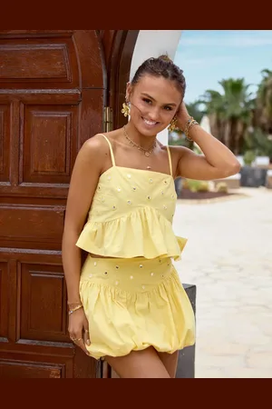 South Beach X Misha Grimes - cropped strandtop med spejldetaljer og flæser - Del af sæt