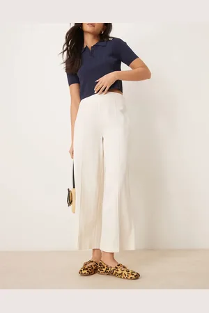 ASOS Elfenbenshvide skræddersyede culotte-bukser i hør - Del af sæt-Neutral