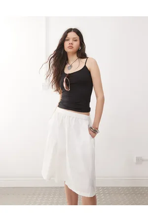 Weekday Poplin - midinederdel i poplin
