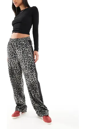 PUMA T7 - Bukser med lige ben og mørkt leopardprint