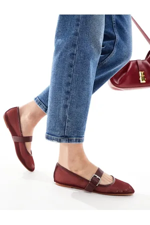 ASOS Lou - Bordeauxrøde Mary Jane-ballerinaer i mesh