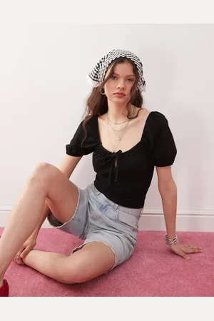 Miss Selfridge Milkmaid-top med bindebånd foran