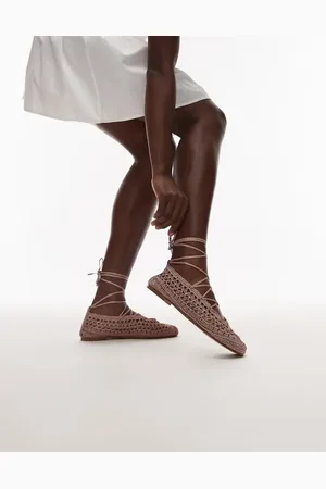 MANGO Lyserøde ballerina-pumps i hæklet materiale