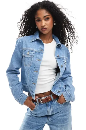 Miss Selfridge Western-jakke med pufærmer i denim-Blå