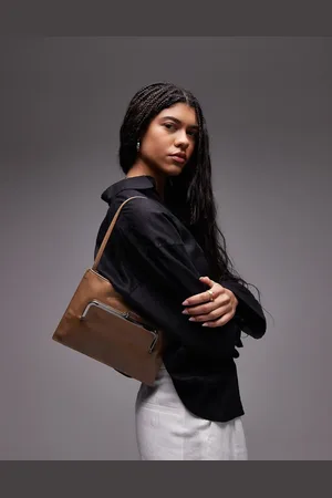 MANGO Lysebrun skuldertaske med forlommer