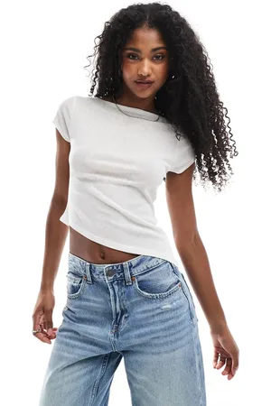 ASOS Semi-gennemsigtig top med korte ærmer og asymmetrisk kant