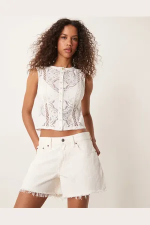 Abercrombie & Fitch Cremehvide posede shorts