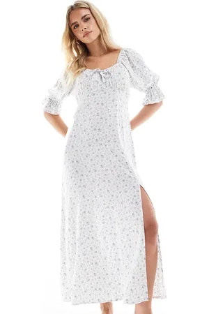 Miss Selfridge Blå maxi-tea-kjole med blomstermønster-Multifarvet