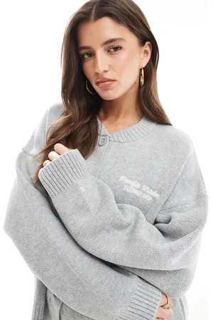 Pull&Bear Oversized og strikket grå cardigan