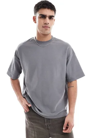 Pull&Bear Grå T-shirt med diagonal tekstur