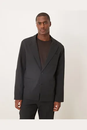 ASOS Sort habitjakke i bæk-og-bølge-stof i regular fit-Grå