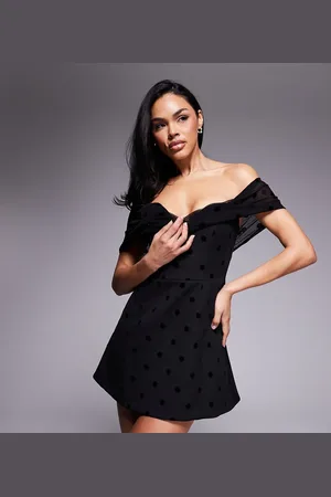 Murci Bardot-minikjole i mesh med polkaprikker og dyb udskæring - Kun hos ASOS