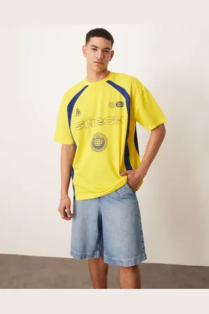 ASOS Gul og oversized T-shirt med sportsgrafik og paneler