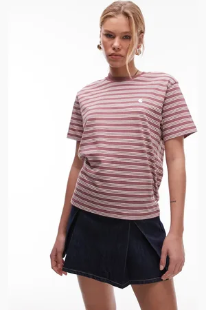 Carhartt Sydney - Pink T-shirt med korte ærmer og striber-Lyserød